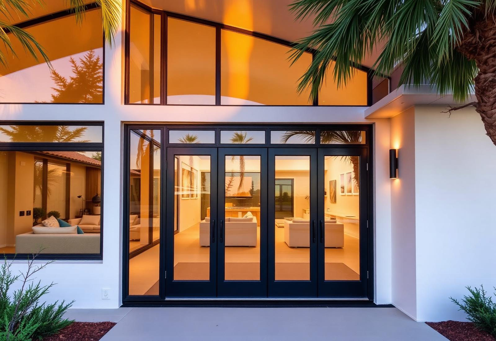 Southern California home with large Milgard windows and folding patio doors